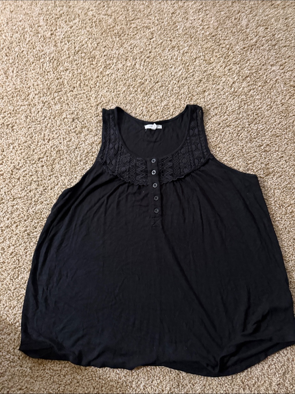 Maurices Black Lace Yoke Button-Front Tank